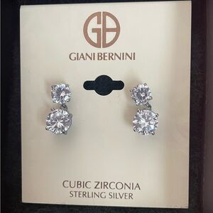 Giani Bernini Silver Drop Earrings with Cubic Zirconia